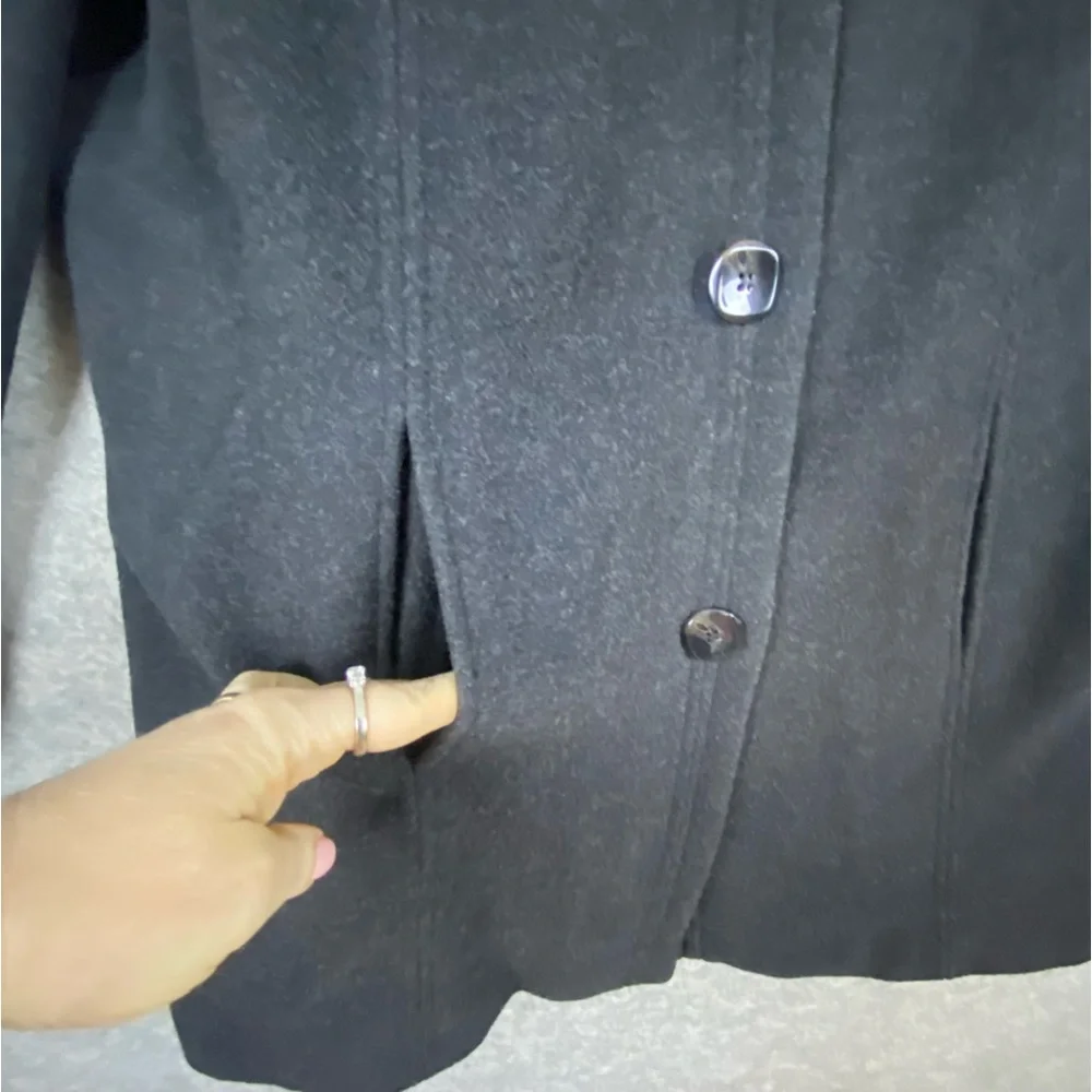 Jones New York Wool Cashmere‎ Blend Coat Size 8 Black Classic Preppy Essential